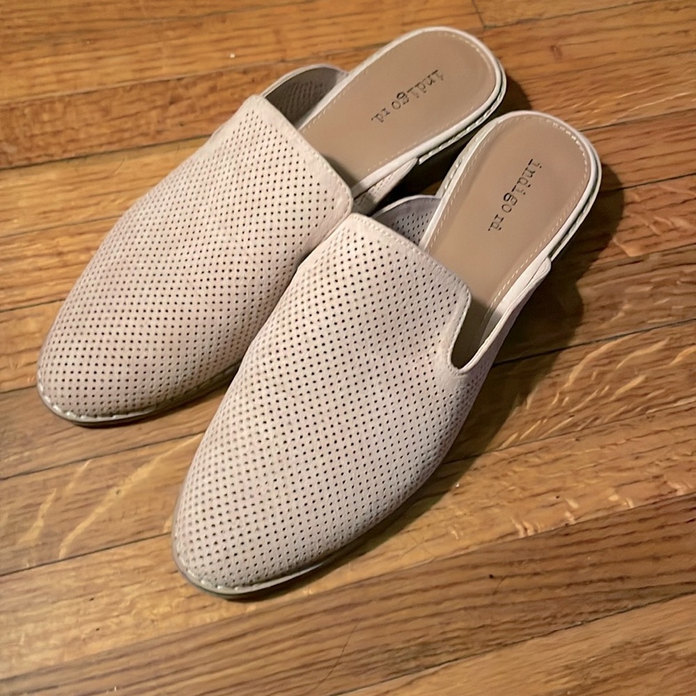 Indigo light mauve leather mules